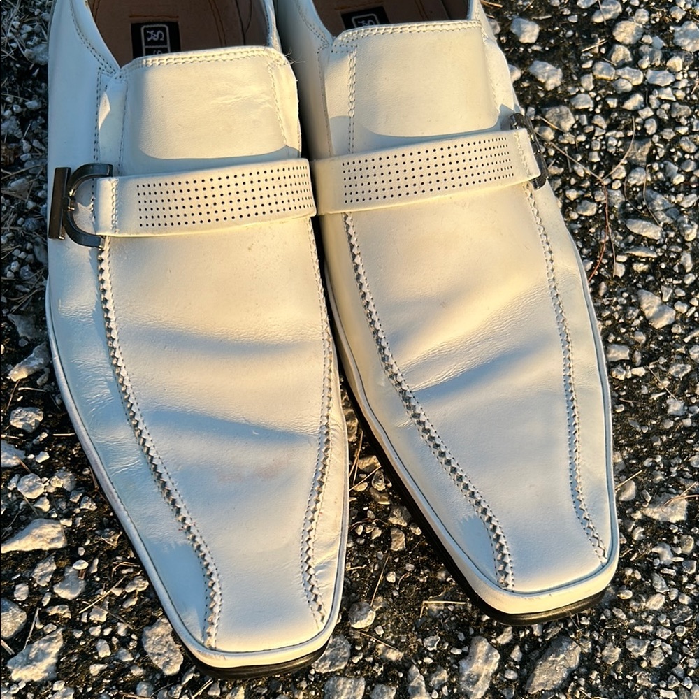 Stacy Adams White Leather Men's Shoes - Picture 2 of 9